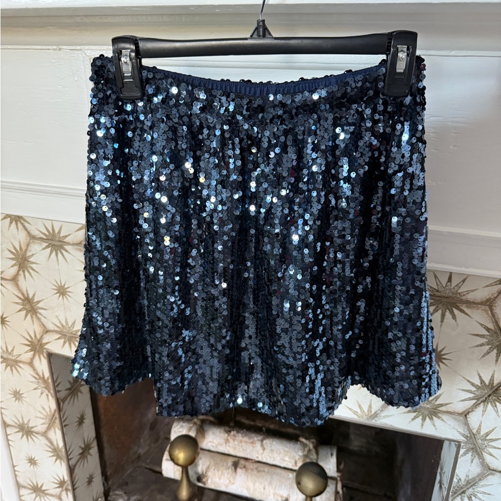 QMack Navy Sequin Mini Skirt